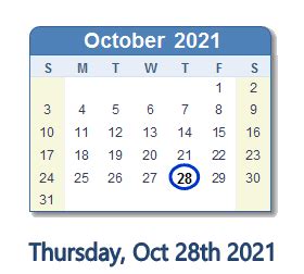 October 28, 2021 .